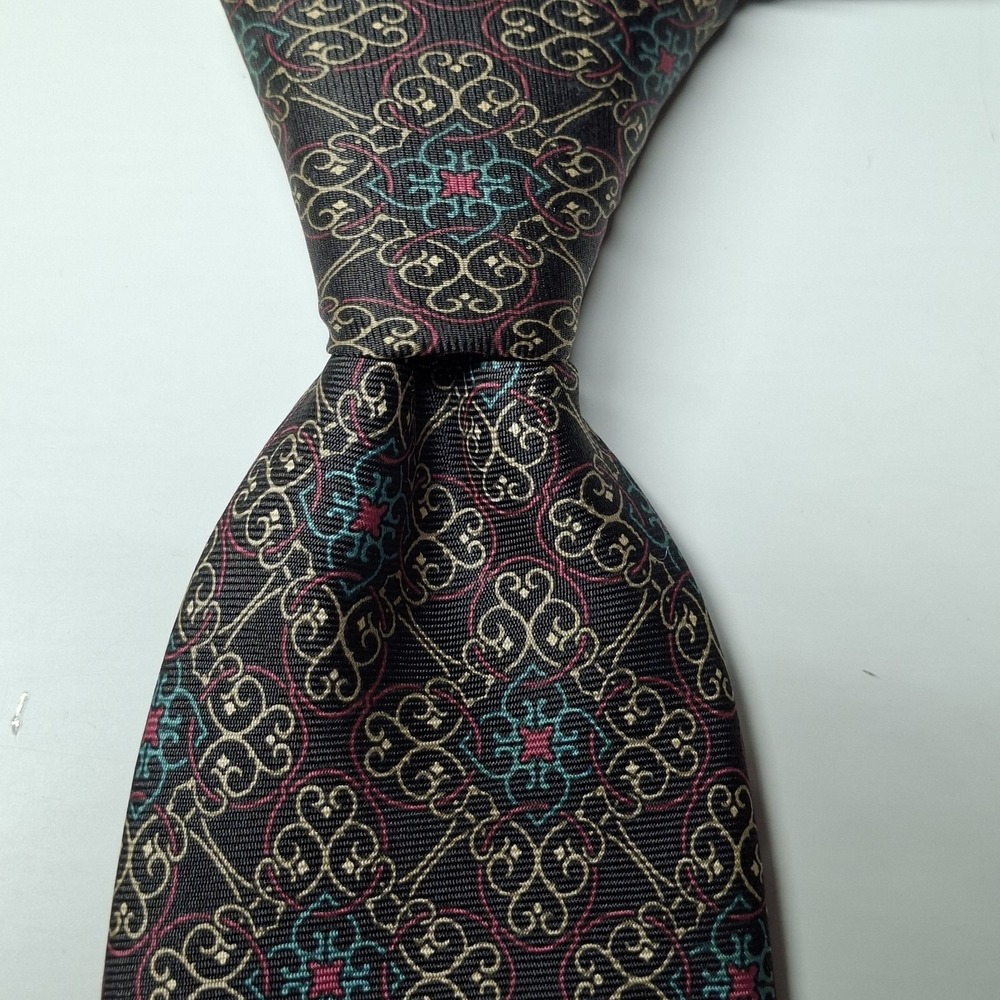Vintage Christian Dior Tie 100% Italian Silk Colorful‎ Damask Made in USA 60"